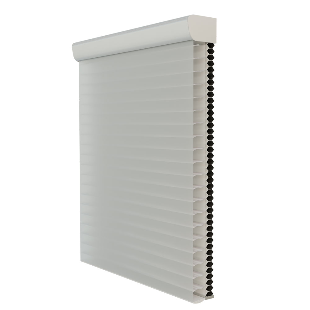 2-in-1 dual shade system combining honeycomb shade and roller shade for light control and insulation.