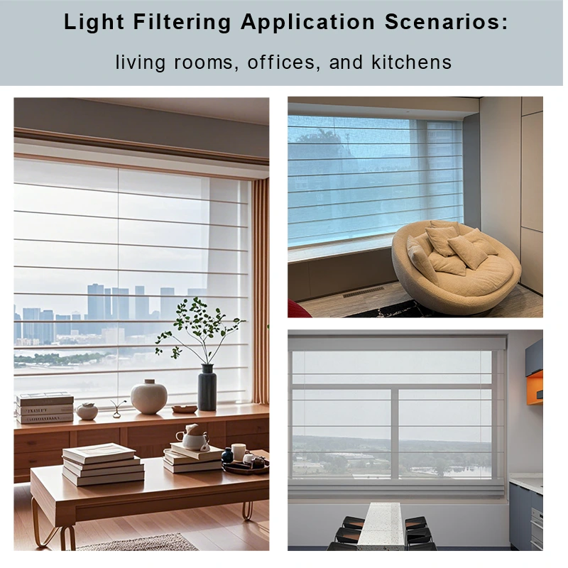 ROLLERGY Custom Luxury Roman Shades with Elegant Sunshade Fabric