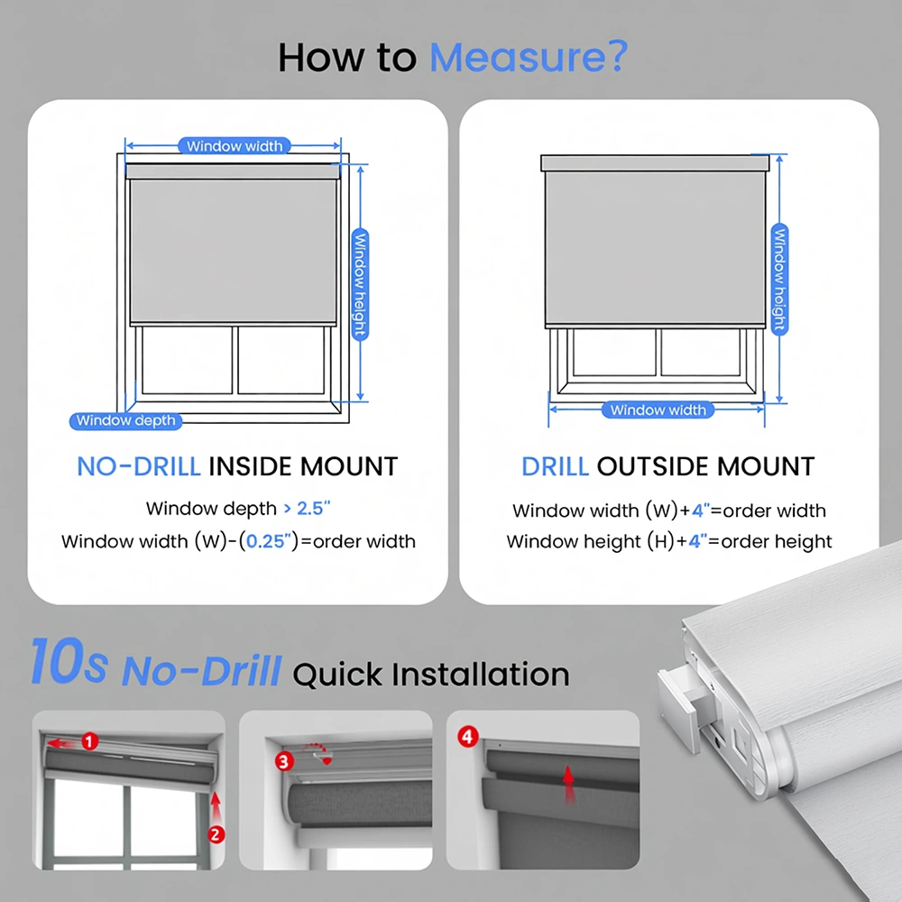 No Drill Roller Shades